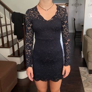 H&M Navy blue lace, long sleeve mini dress